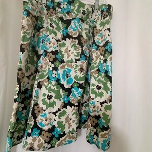 Merona Floral A-Line Skirt in Turquoise, Green, Black & Cream.